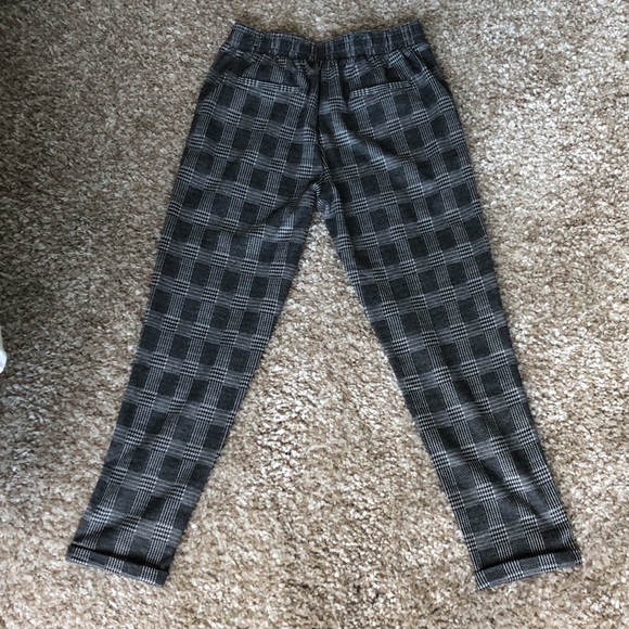 White Grey Checked High Waist Trousers Sz S - Picture 3 of 13